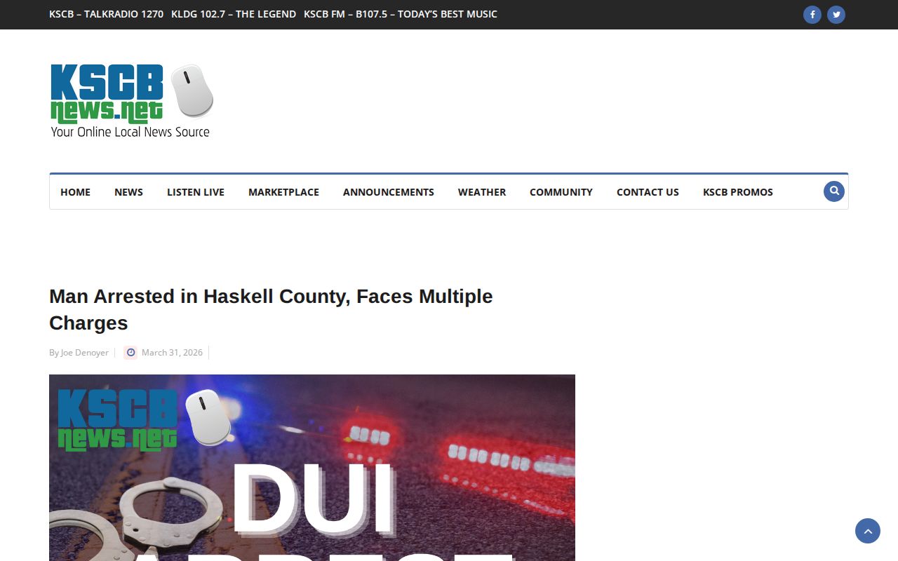 Haskell County arrest news report from KSCB
