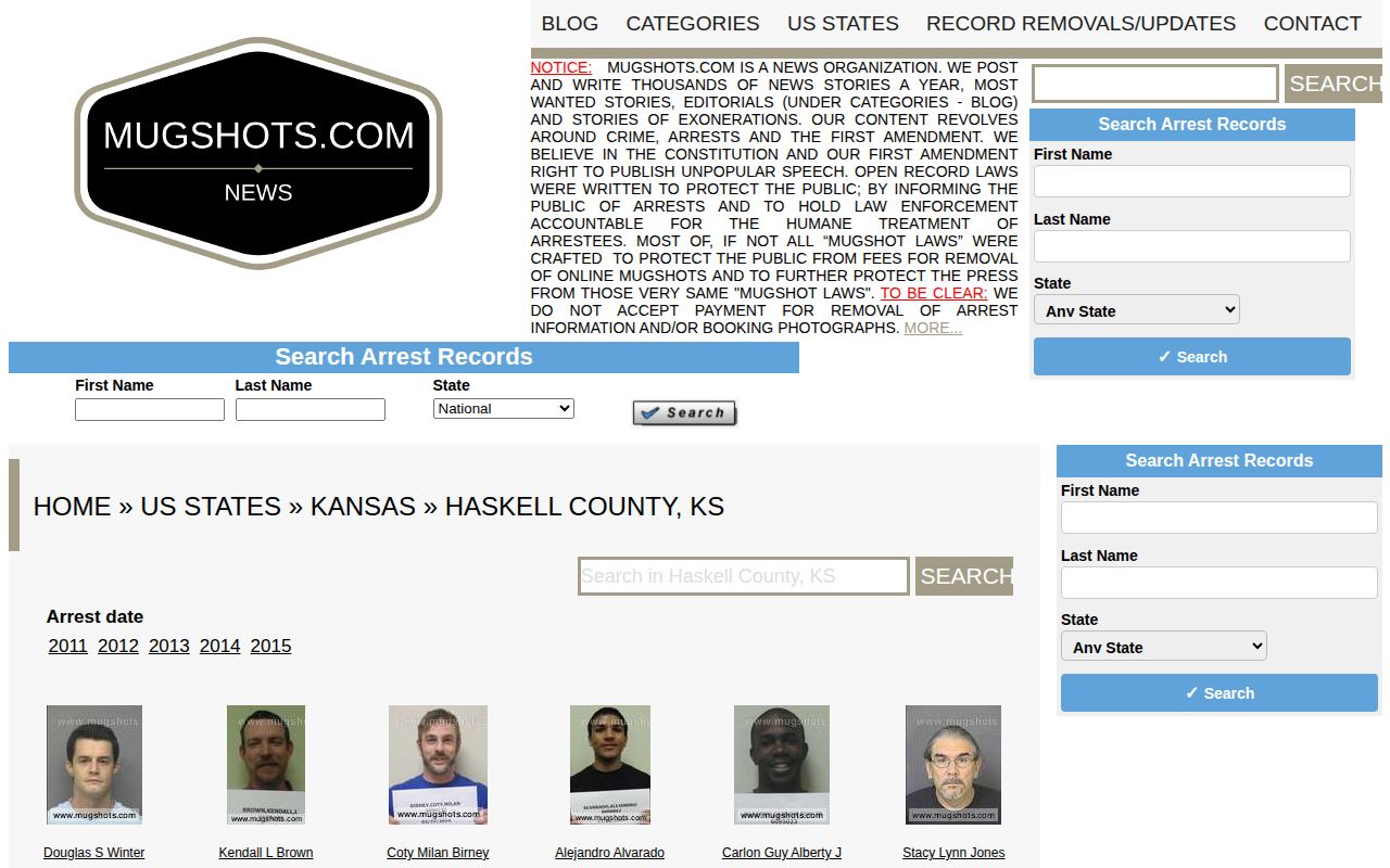 Unofficial archived Haskell County mugshot records page